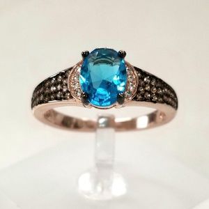 Blue Champagne Pave Ring